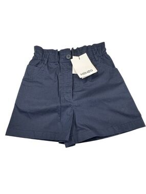 NWT KENZO Shorts Women Size 36 US 0 Dark Navy High Elastic Waist Zipper Casual